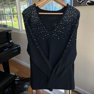 Sold!! NWT- Vince Camuto Women's Black with Rhinestone studs Sweater Sz M